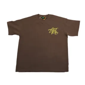 A Few Good Kids Cursive Lettering Logo Brown Yellow Tee