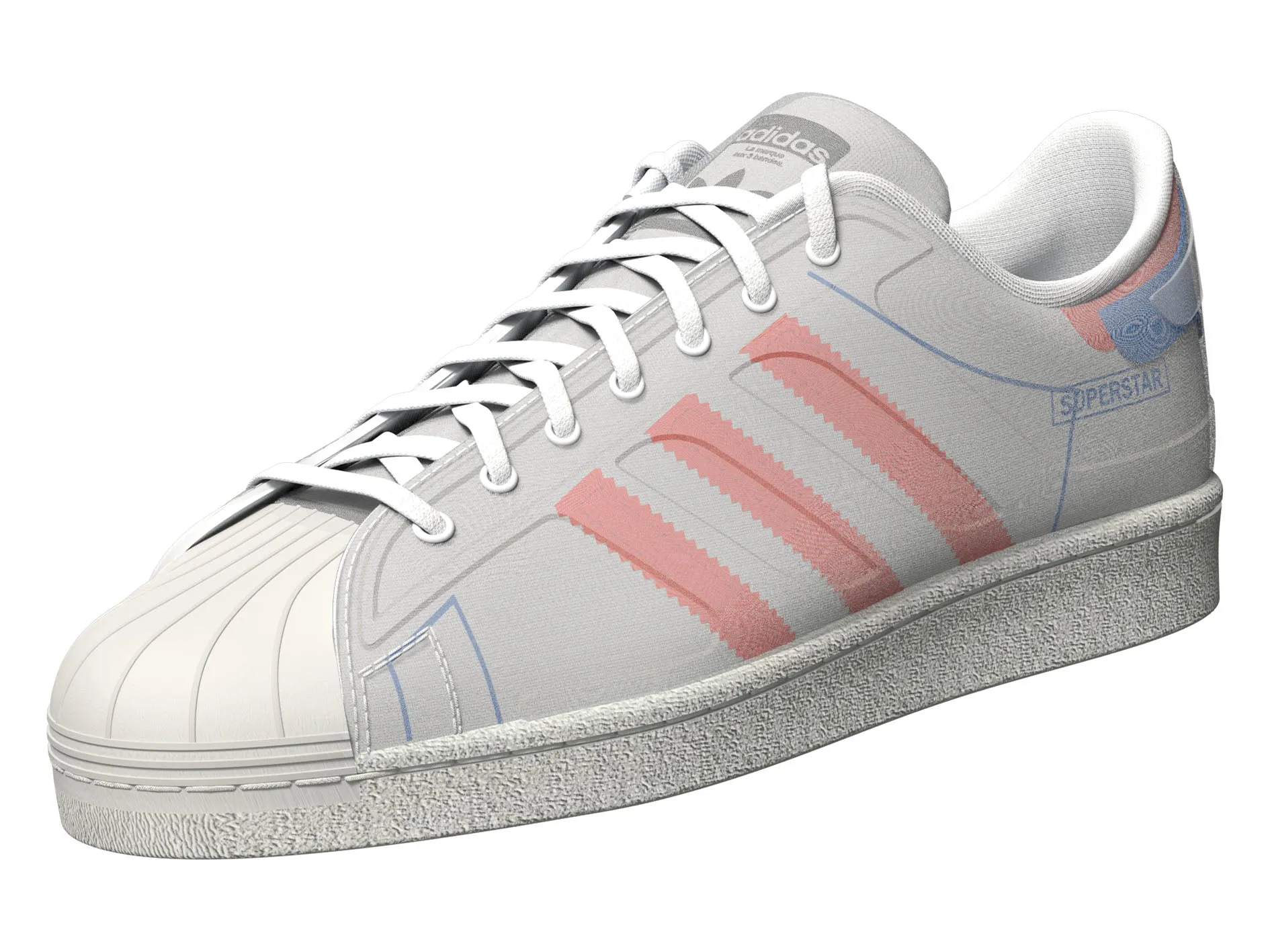 Adidas Mens Superstar Future Shell White/Blue/Pink <br> FX5544