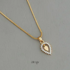 AG101798 -  Gold Tone AD Stone Pendant Simple Necklace