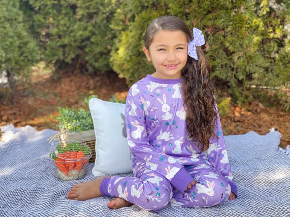 BUNNY PURPLE MILK SILK PJS