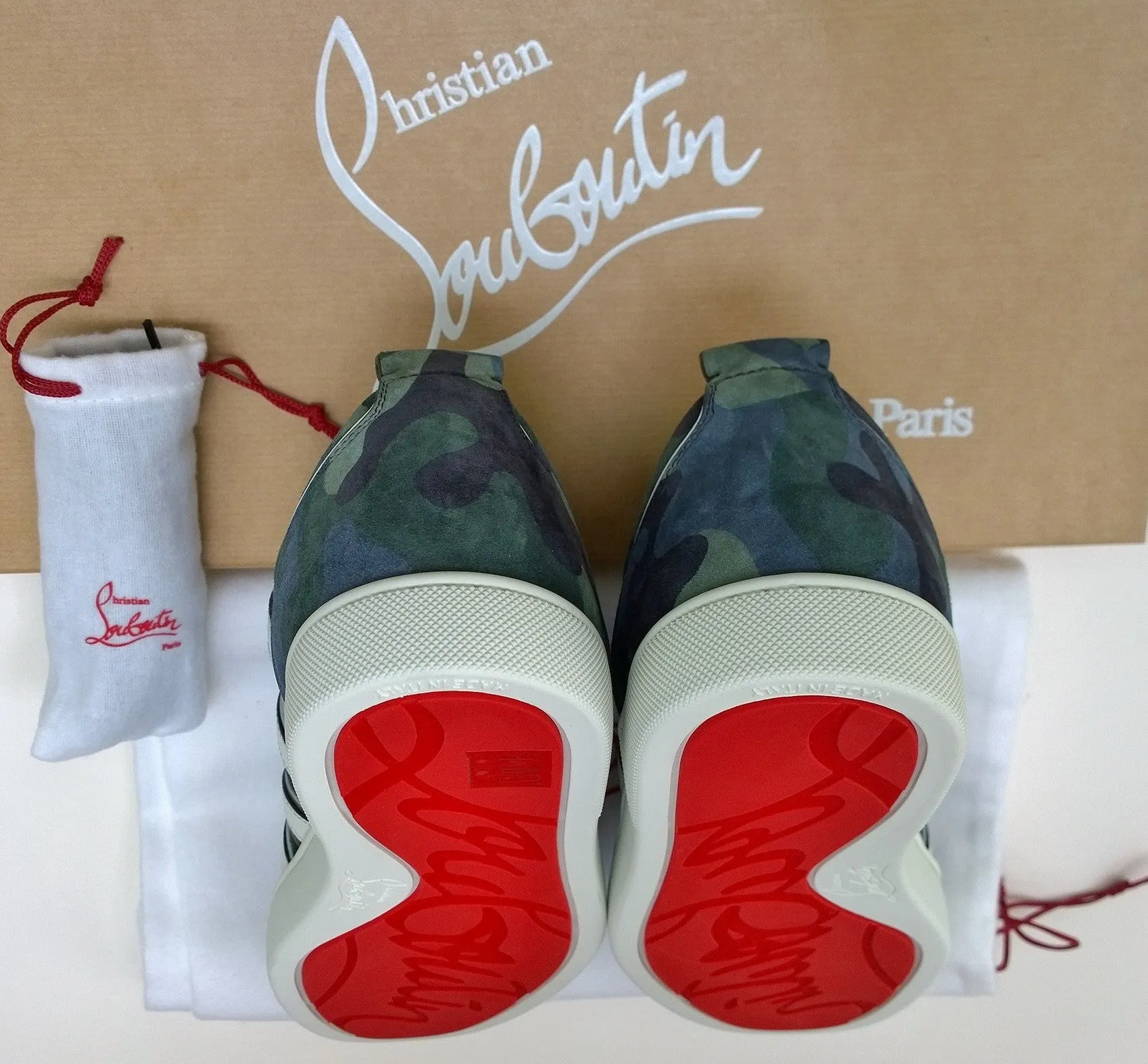 Christian Louboutin Vida Viva Blue Suede Camouflage Print Sneakers