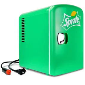 Coca-Cola Sprite 4L Cooler/Warmer w/ 12V DC and 110V AC Cords, 6 Can Portable Mini Fridge, Personal Travel Refrigerator for Snacks Lunch Drinks Cosmetics, Desk Home Office Dorm, Green