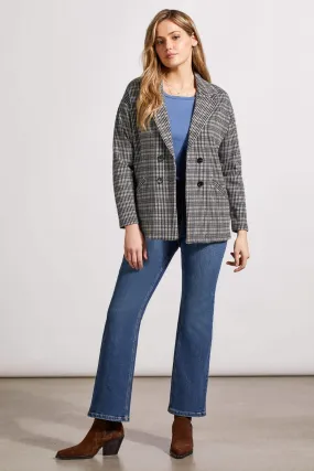 DOUBLE-BREASTED KNIT BLAZER-Periblue