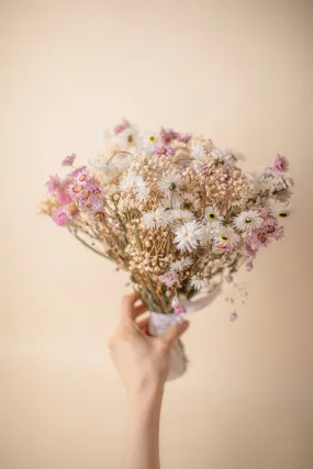 Dried Flowers Bridal Bouquet - Light Pink & Cream