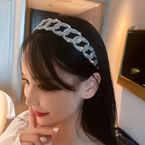 FYUAN Korean Style Geometric Rhinestone Hairbands for Women Velvet Headwear Wedding Hair Accessories Jewelry