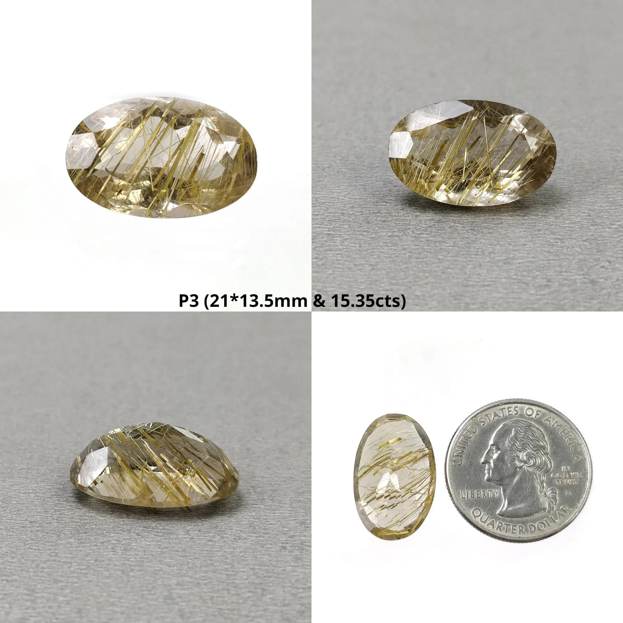 GOLDEN RUTILE QUARTZ Gemstone Normal Cut : Natural Untreated Unheated Rutile Oval Shape