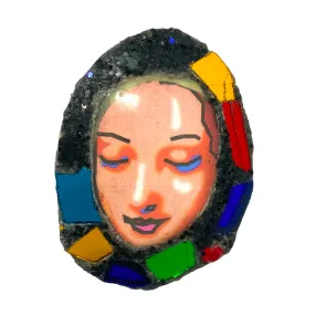 HARLEQUIN OVAL RING WITH PAINTED FACE