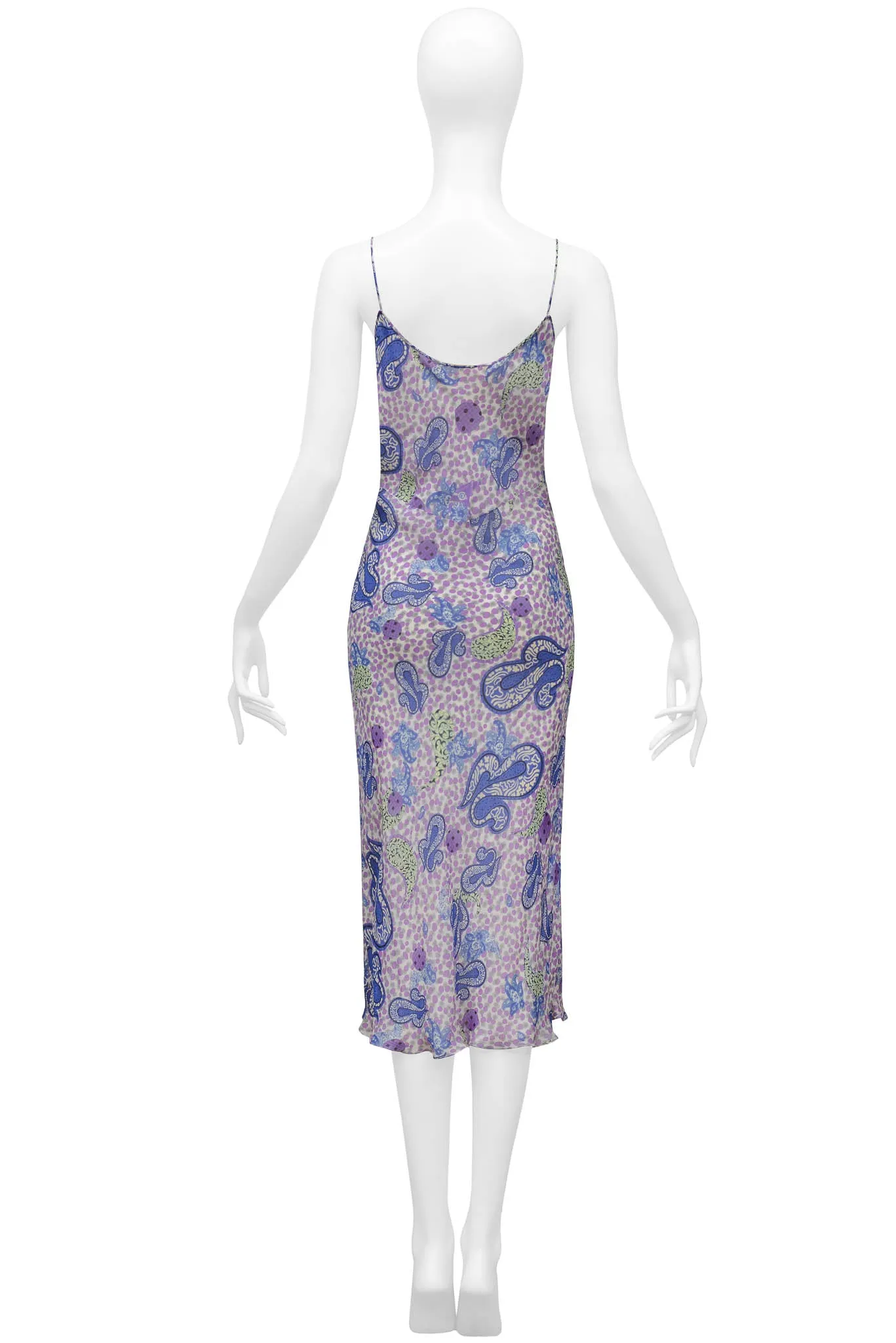 JOHN GALLIANO PURPLE & BLUE PATTERNED DRESS