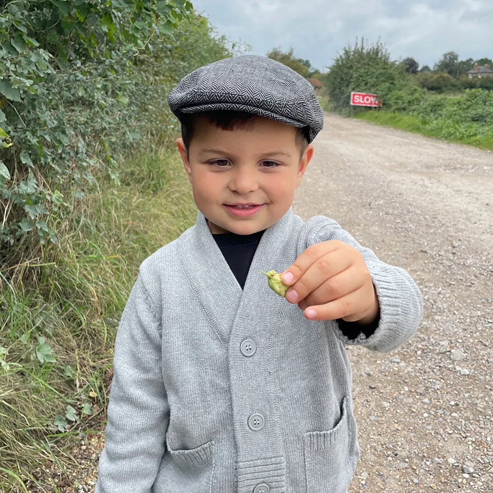 Kids Herringbone Flat Cap Grey Wholesale Pack