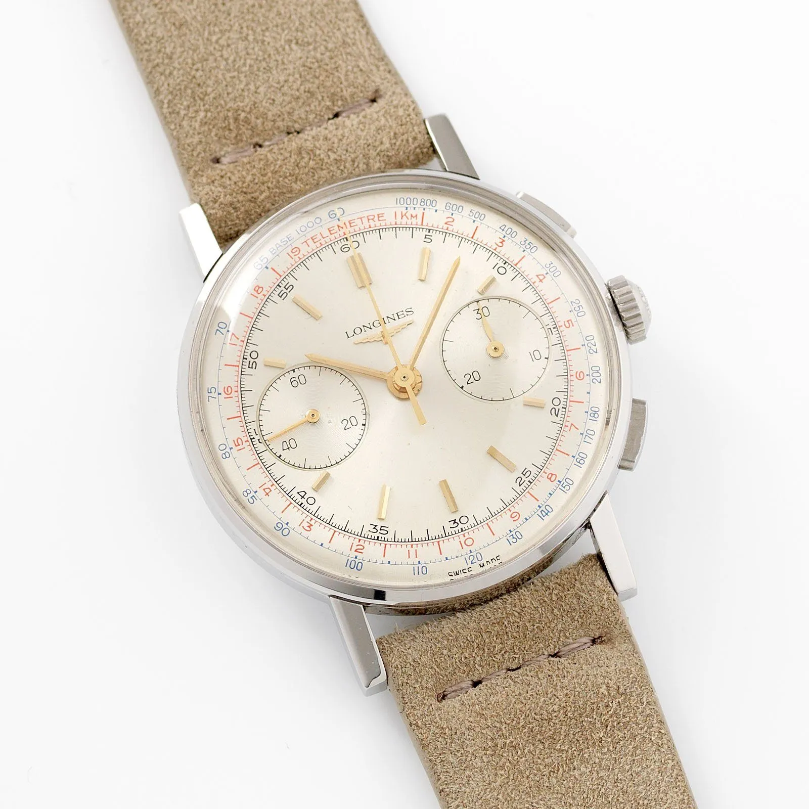 Longines 7412 Chronograph Watch 1965 Box and Papers