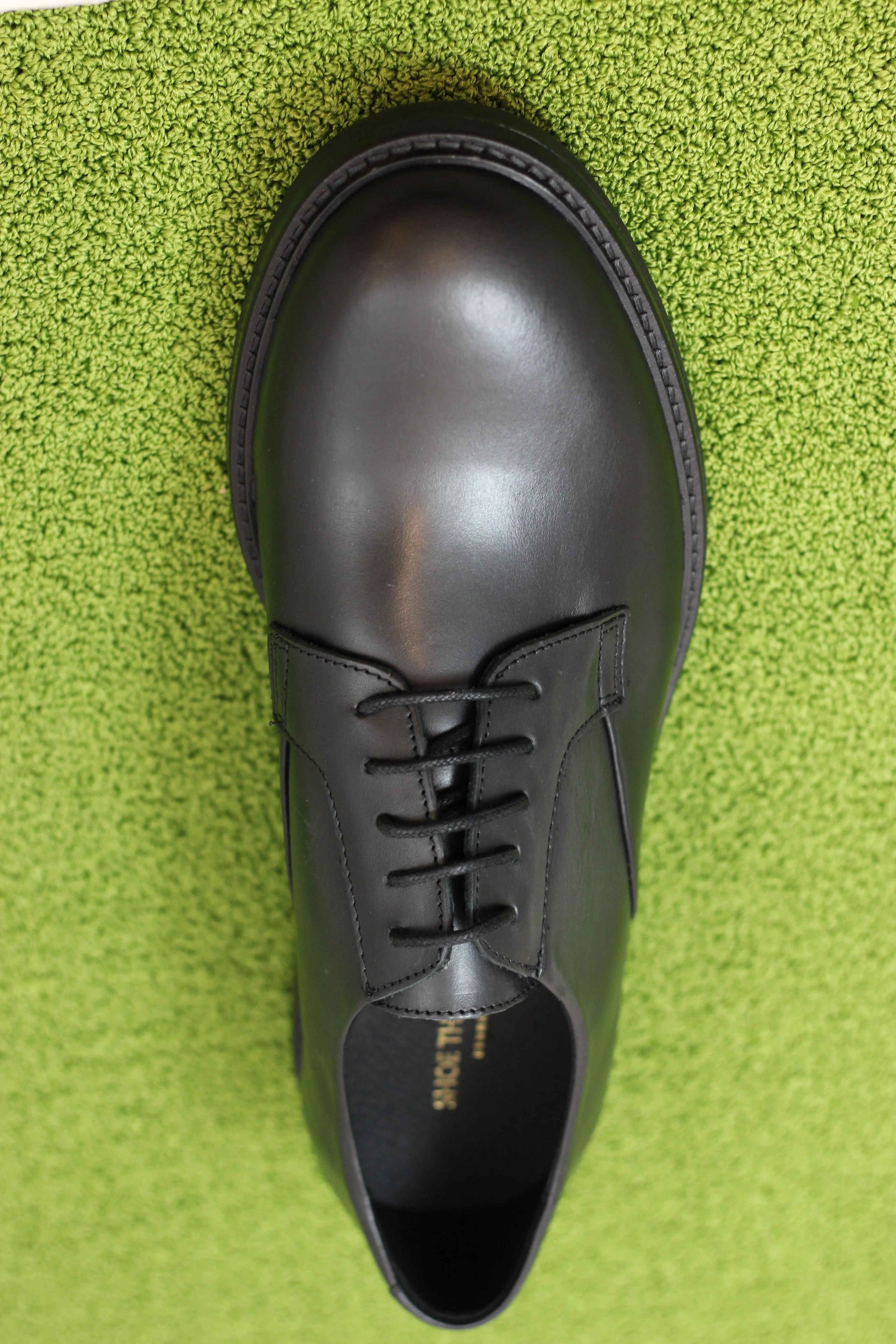 Mens Stanley Derby Oxford - Black Leather