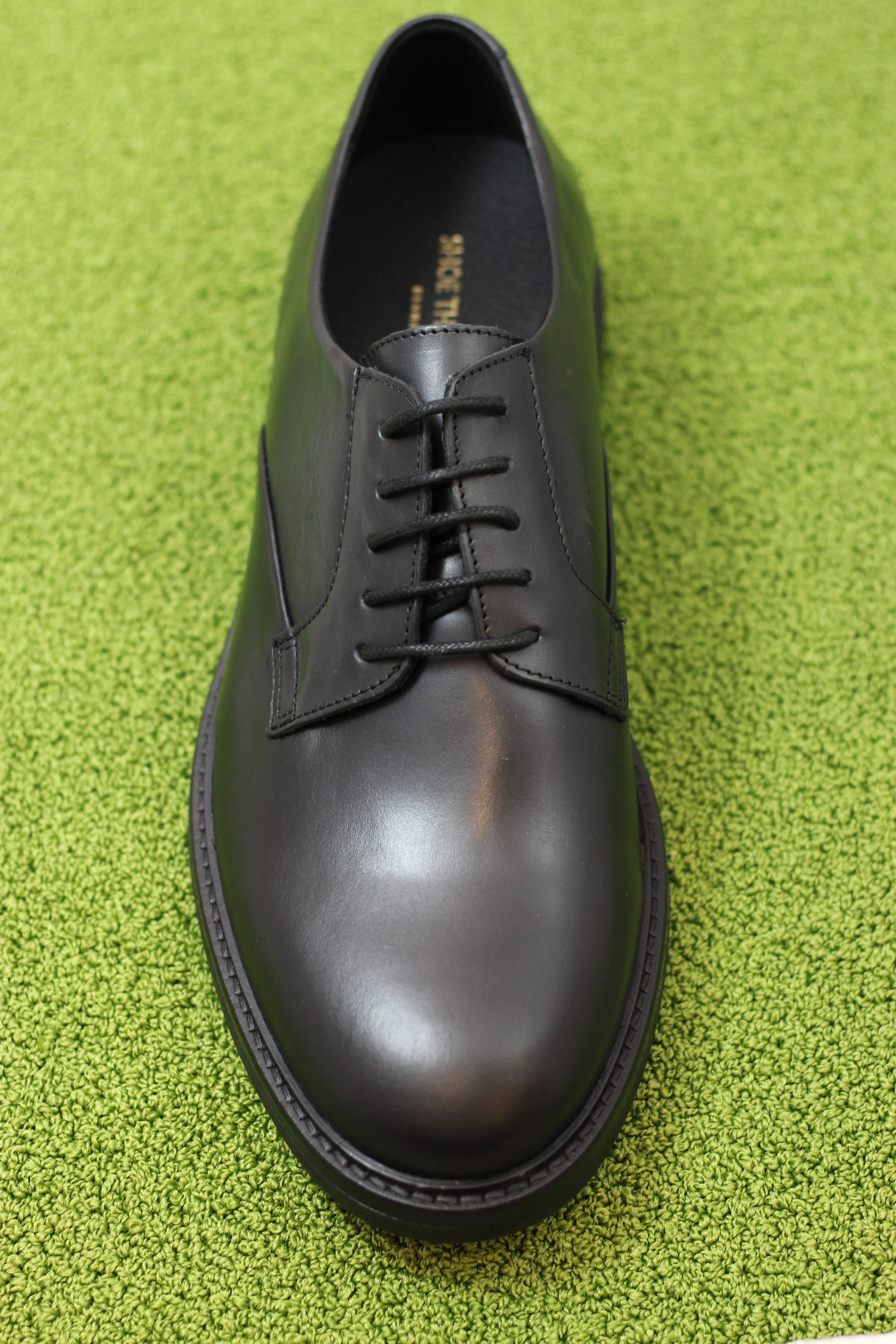 Mens Stanley Derby Oxford - Black Leather