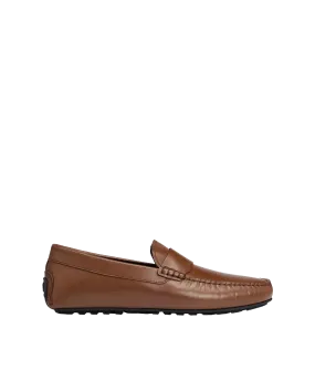 Nappa-leather Driver Moccasins With Embossed Logo - Brown