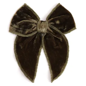 Party Girl Bow - Olive Velvet