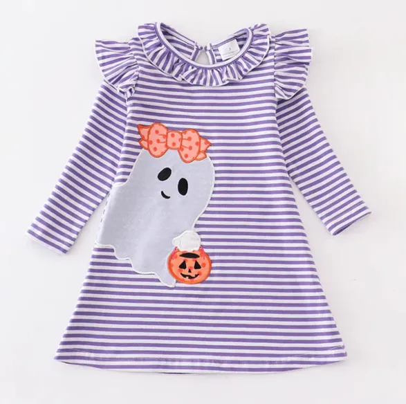 PURPLE GHOST STRIPE DRESS