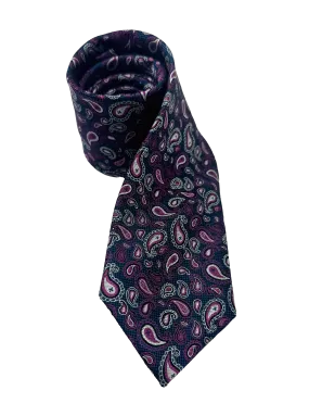 Purple Paisley Print Silk Tie