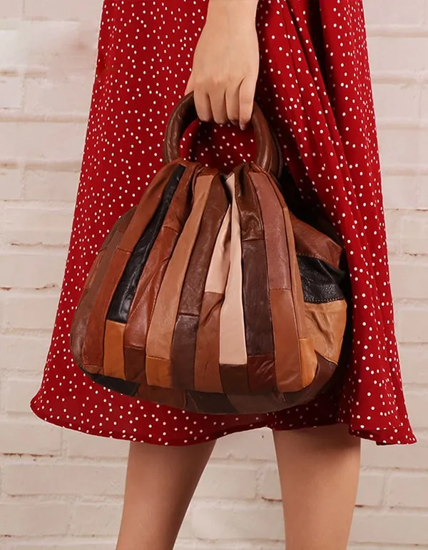 Vintage fashion Handbags Sheepskin Stitching Ladies Bag